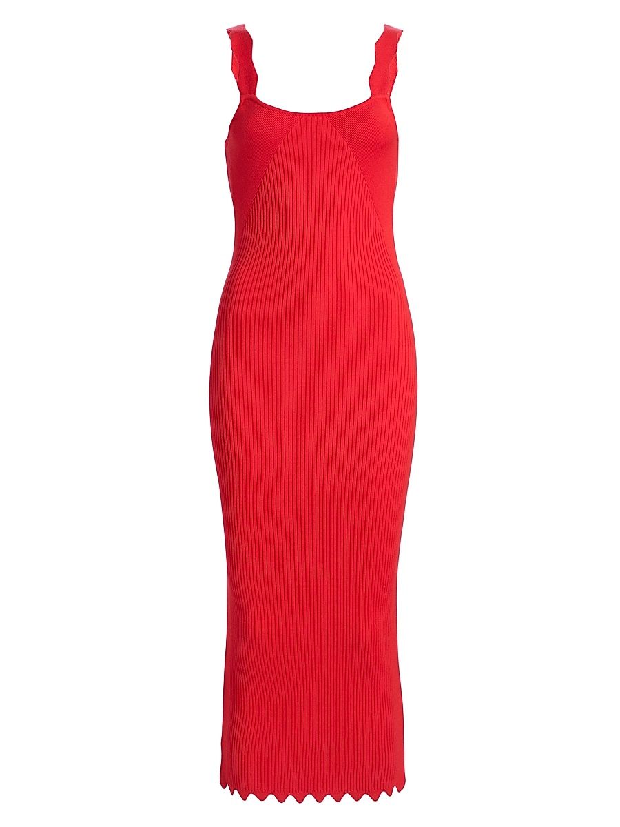 Women's Kira Ribbed Midi-Dress - Crimson - Size XXL