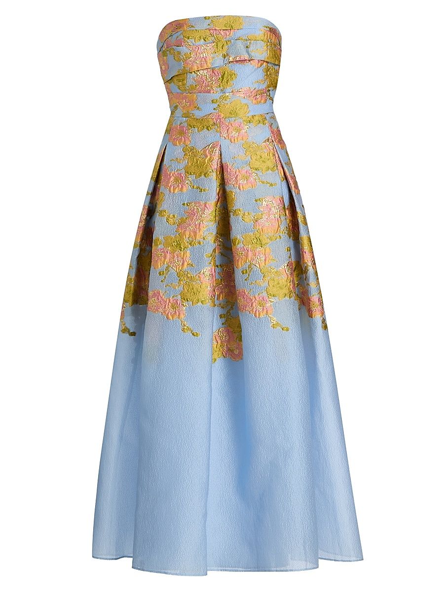 Women's Leia Jacquard Strapless Gown - Serenity Blue - Size 16