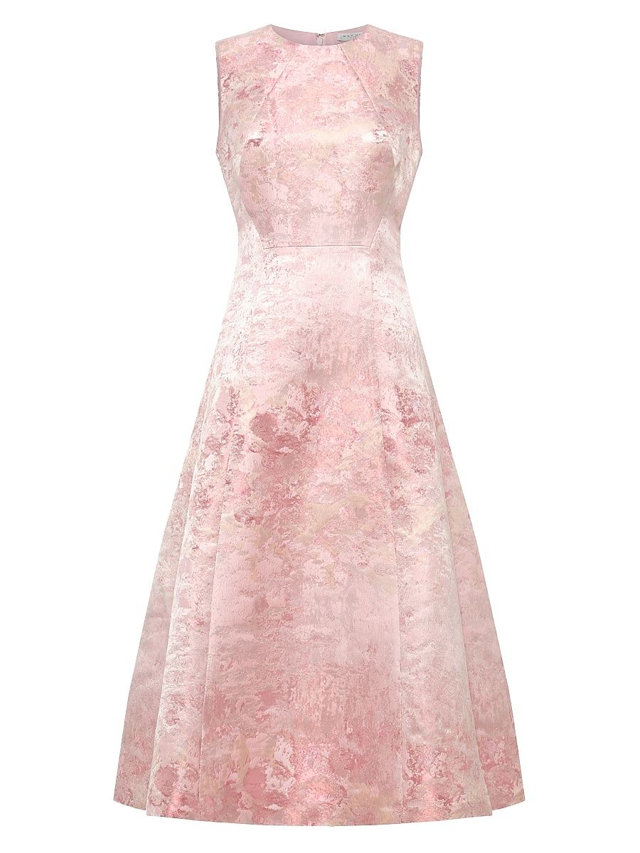 Women's Philippa Metallic Jacquard Tea-Length Dress - Bloom - Size 16