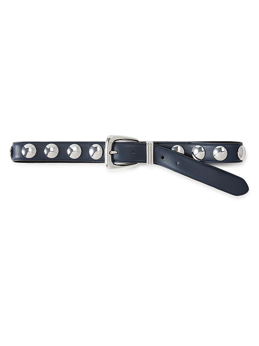 Women's Arch Studded Leather Belt - Navy - Size XL