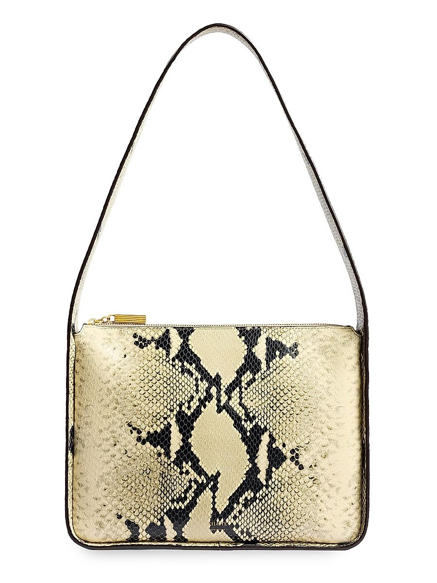 Women's Lori Snakeskin-Embossed Leather Shoulder Bag - Natural