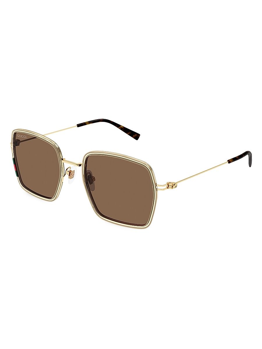 Women's GG Tiny 52MM Square Sunglasses - Gold Brown