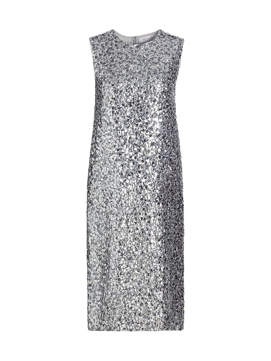 Women's Sequined Crewneck Sheath Dress - Pearl - Size 10