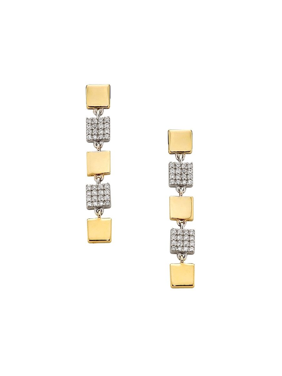 Women's 14K Yellow & White Gold & 0.20 TCW Diamond Drop Earrings - Yellow Gold