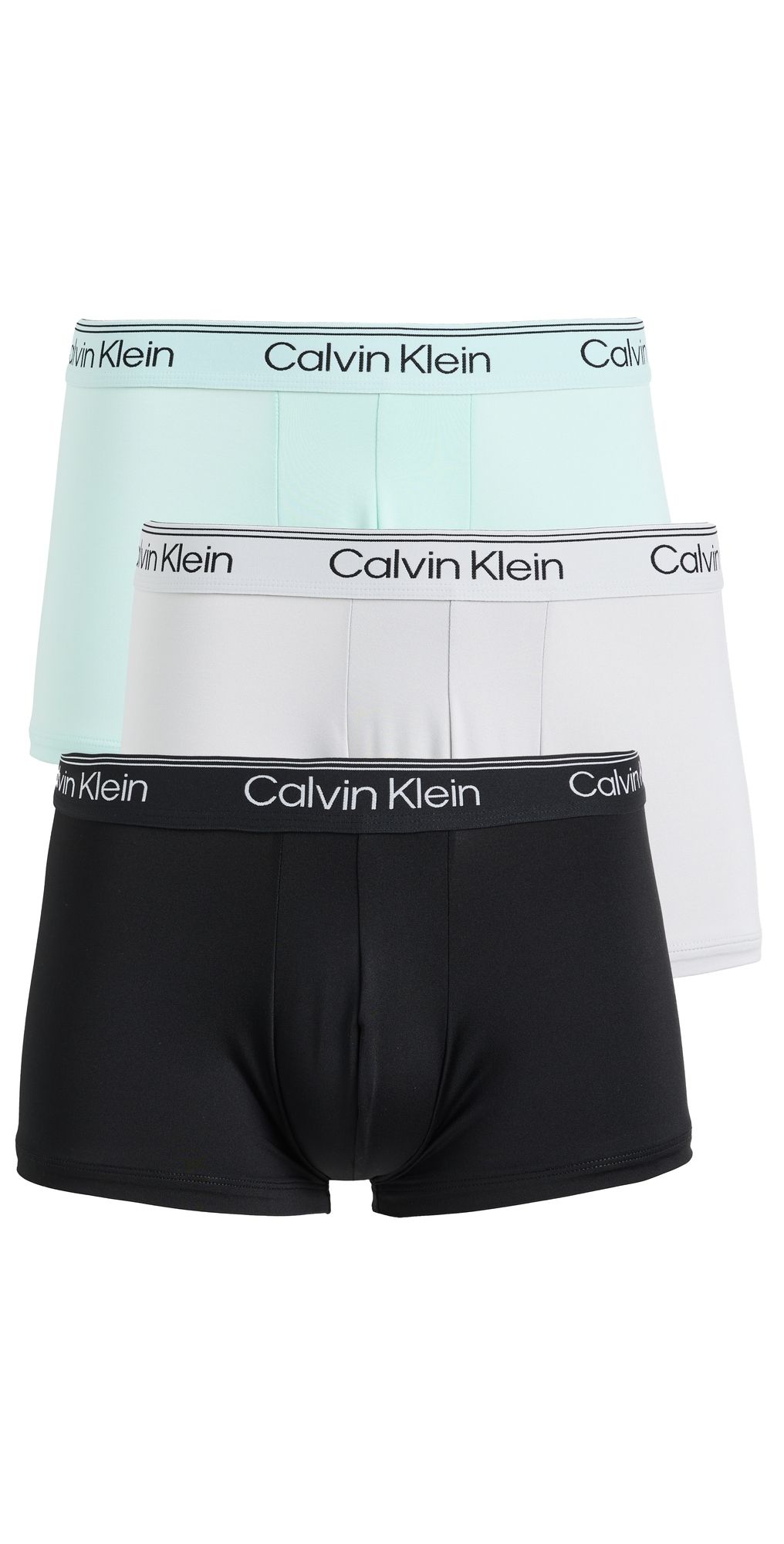 Calvin Klein Underwear Micro Stretch 3-Pack Low Rise Trunks Black/Light Cast/Feel The Mint XL