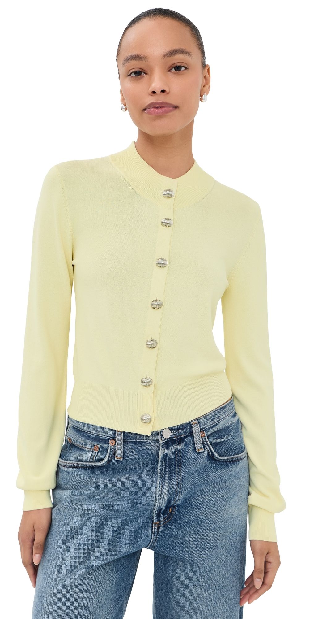 Brandon Maxwell Aubrey Cardigan Lemon Ice S