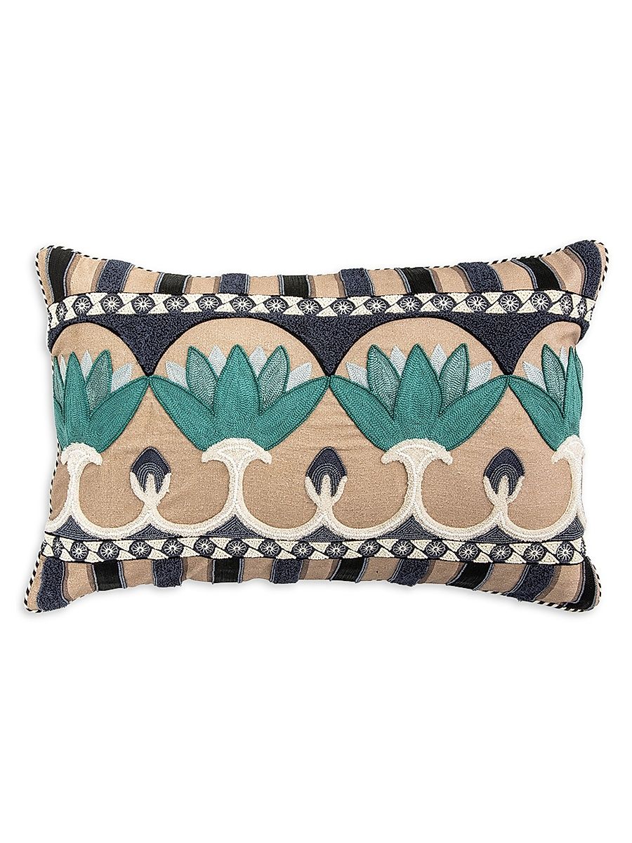 Lotus Embroidered Lumbar Pillow