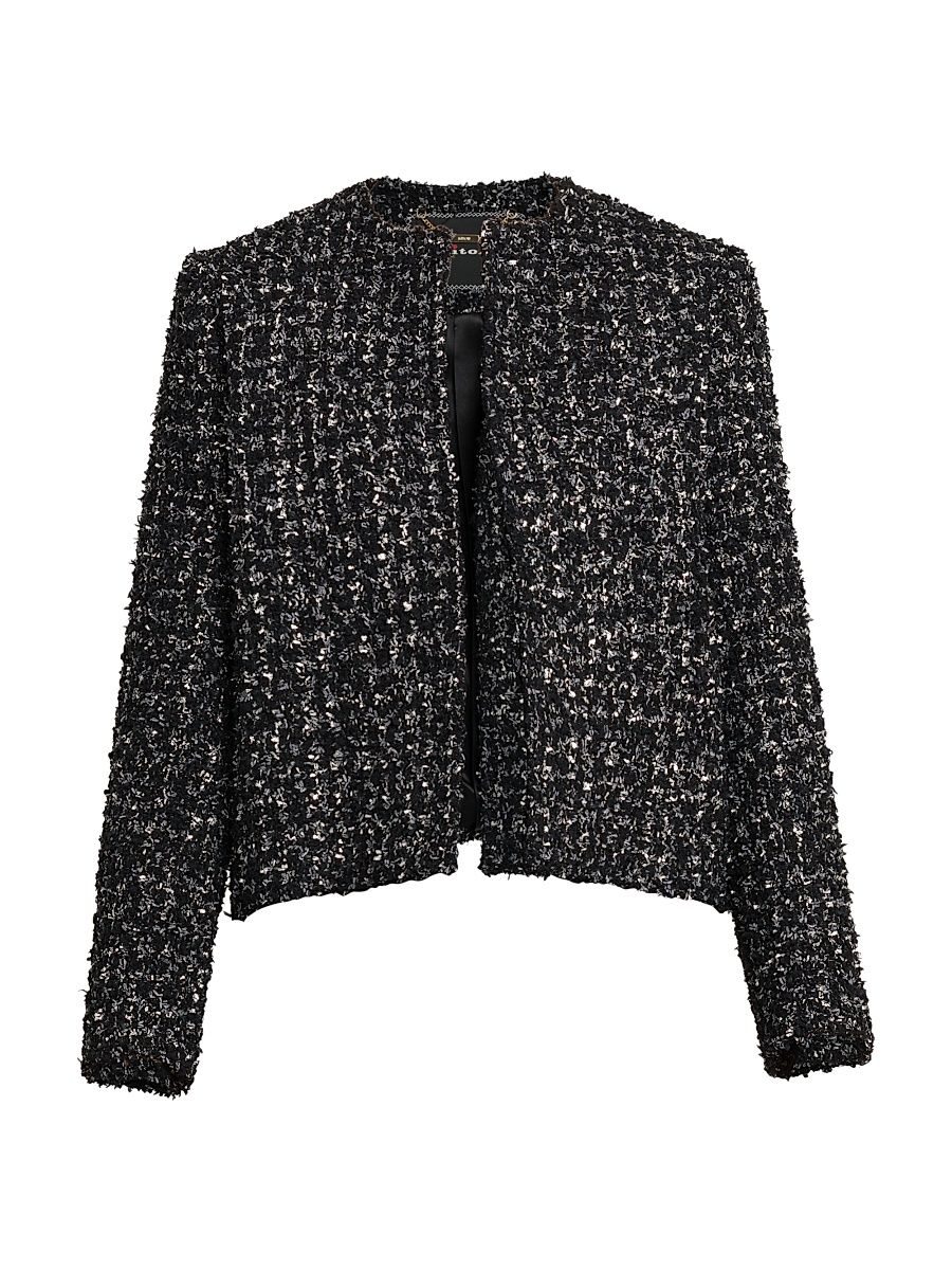 Women's Metallic Tweed Jacket - Black - Size 6