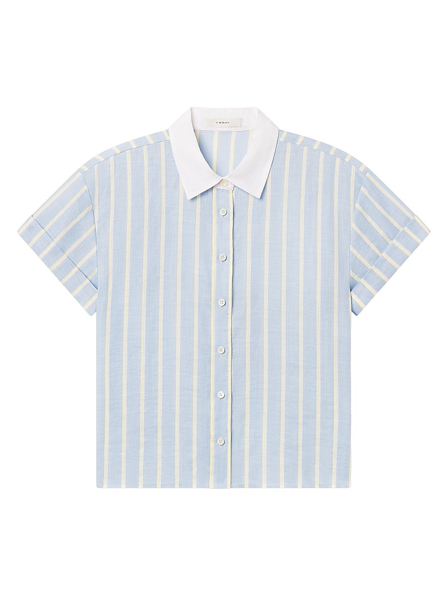 Women's The Linen Boardwalk Shirt - Chambray Blue Multi - Size XL