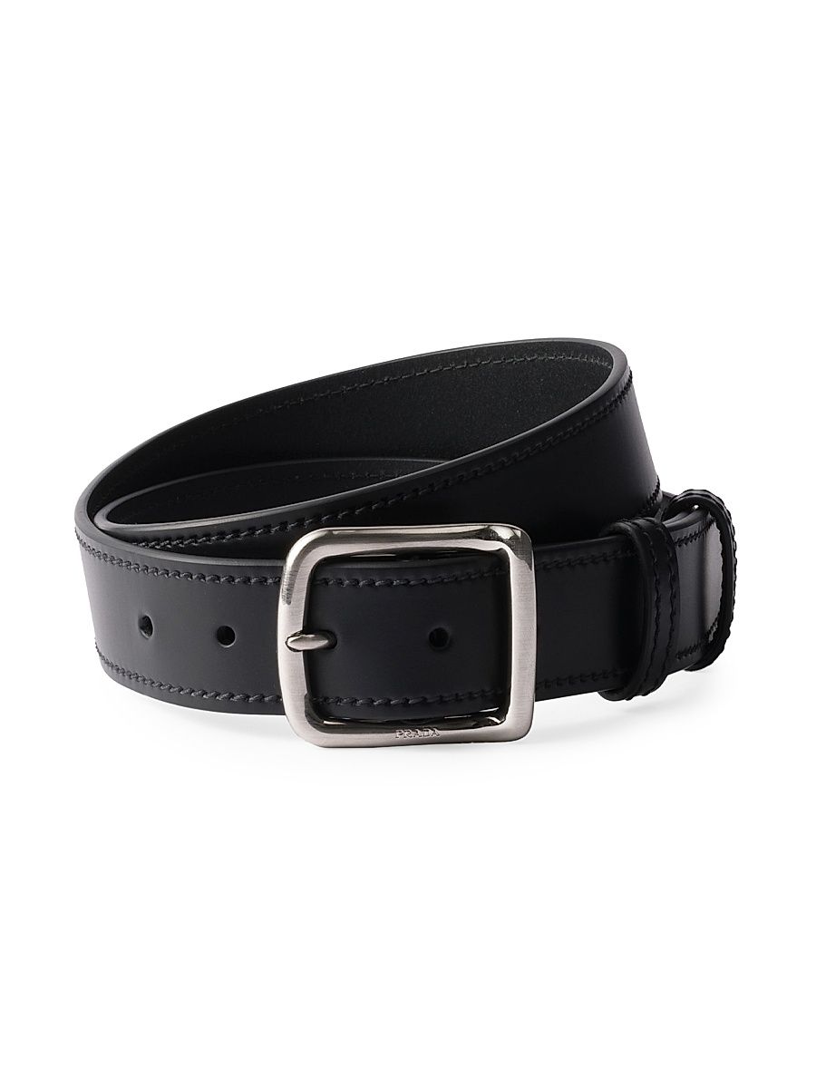 Men's Leather Belt - Black - Size 40