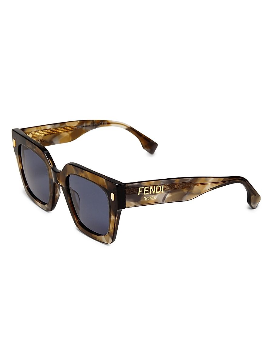 Women's Fendi Roma 50MM Square Sunglasses - Havana