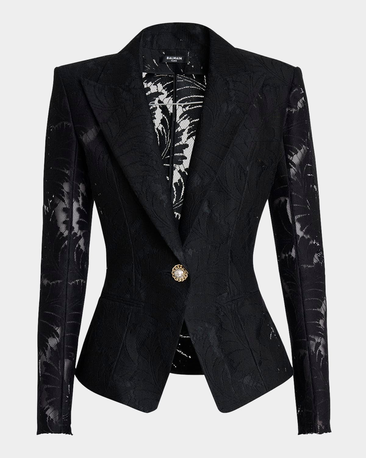 Single-Breasted Fitted Lace Jacket