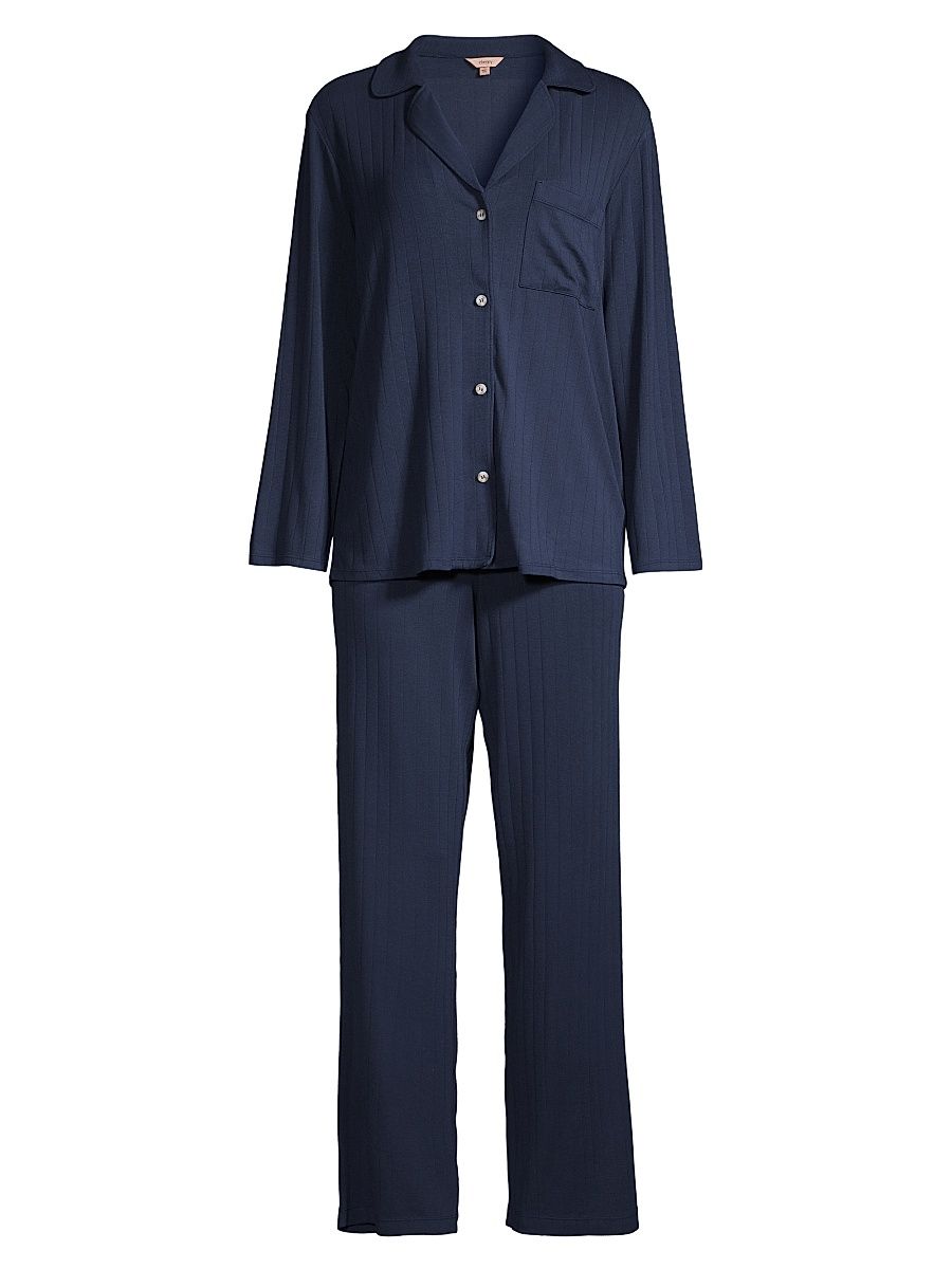 Women's Gisele Rib The Long PJ Set - Navy - Size Large