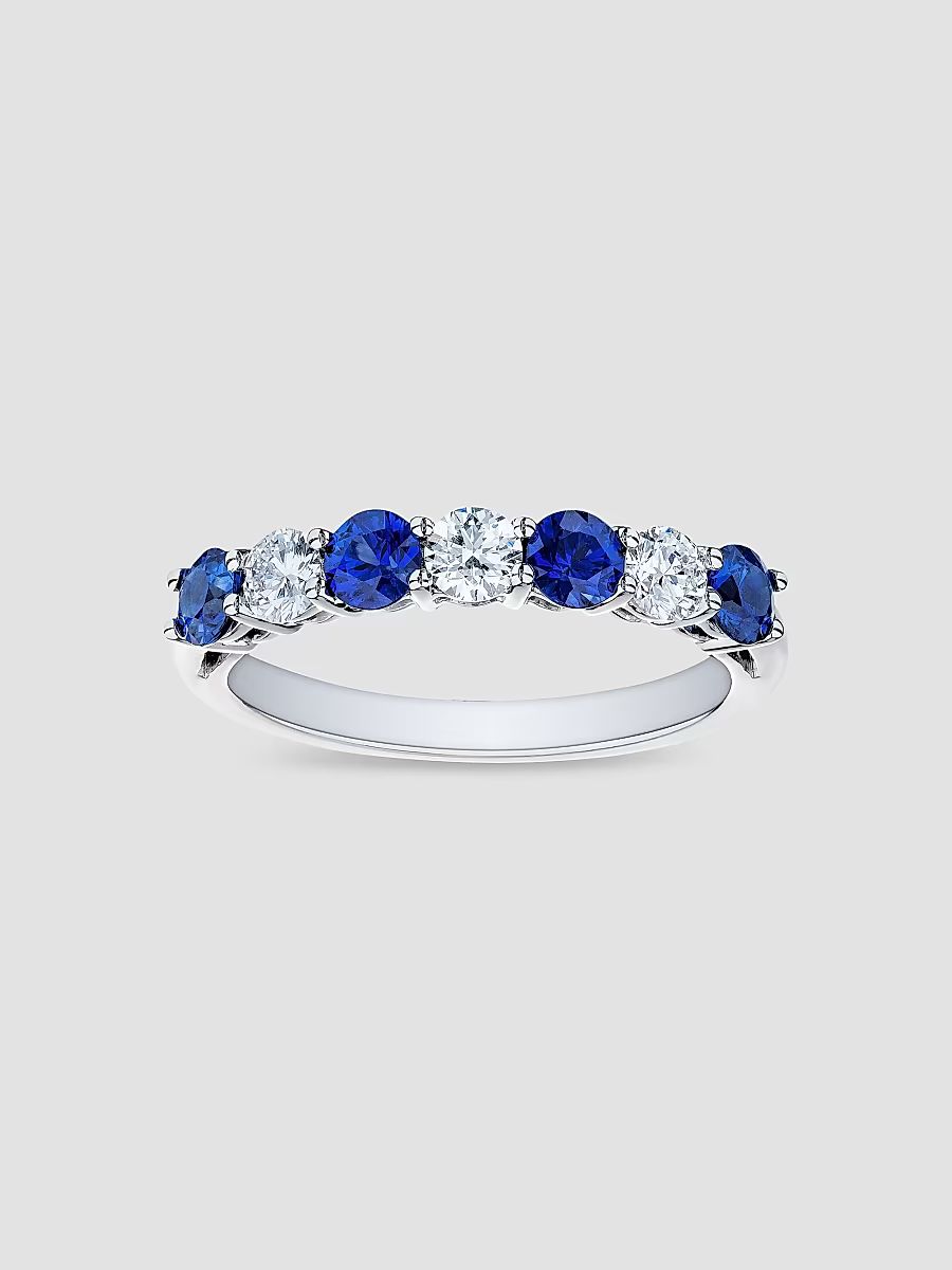 Women's Platinum, Blue Sapphire & 0.45 TCW Diamond Ring - Platinum