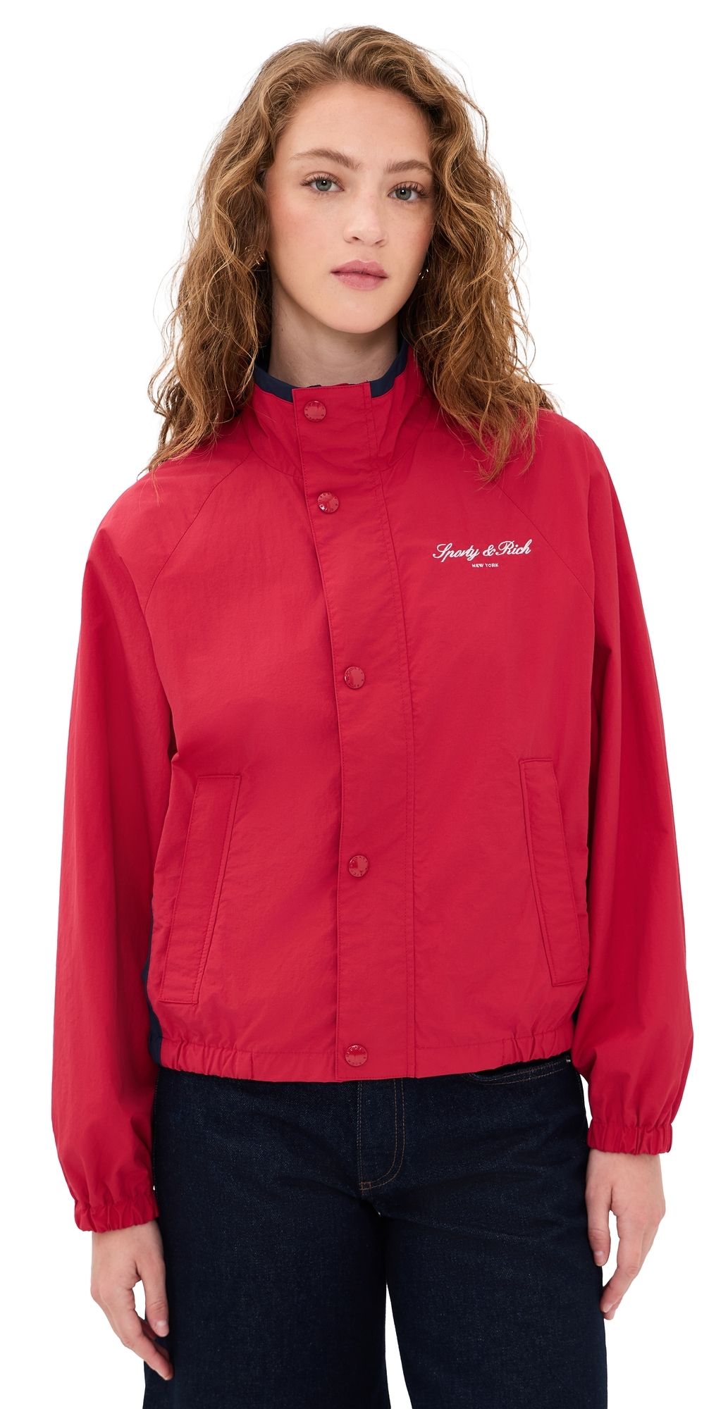 Sporty & Rich Signature NY Contrast Jacket Ruby/Navy White M