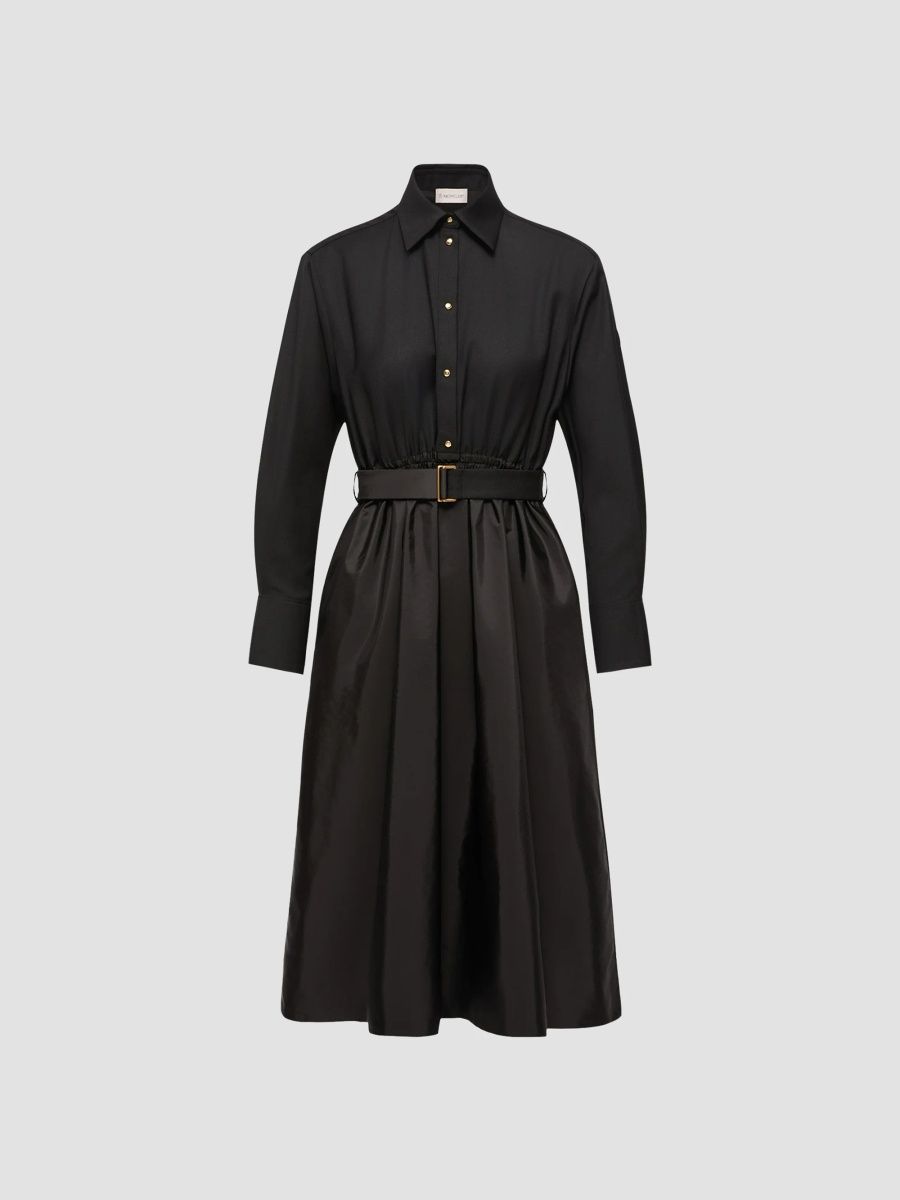 Moncler Women's Long Dress in Wool - Black - Size 12