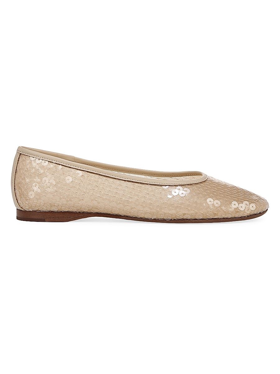 Women's Leah Sequined Ballet Flats - Birch Sand - Size 9.5