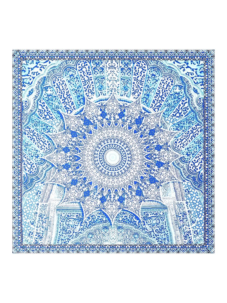 Women's Large Crystalled Silk Square Scarf - The Bosphorous