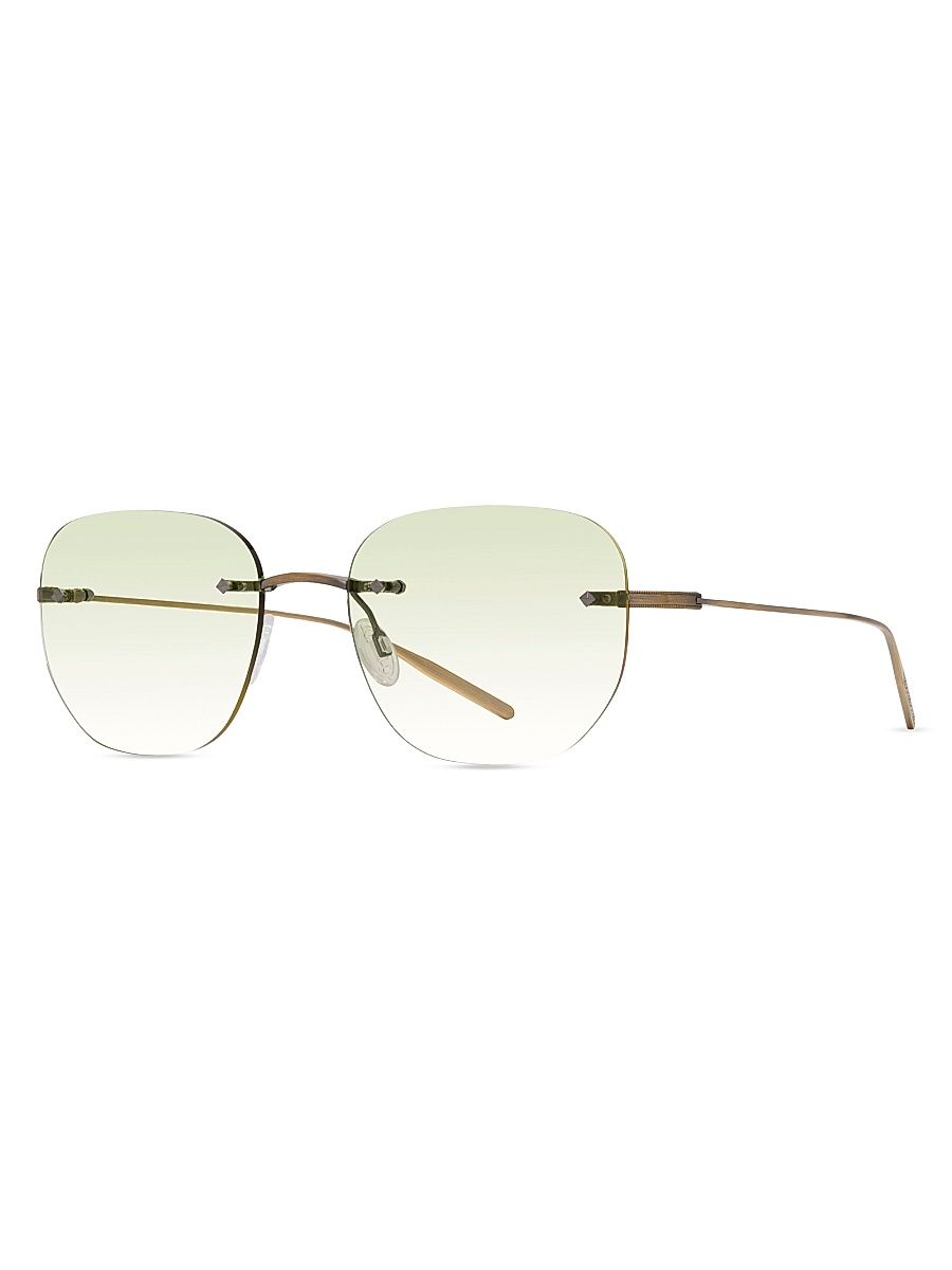 Men's Rimless Tyrone 51MM Rectangular Sunglasses - Antique Gold Mint