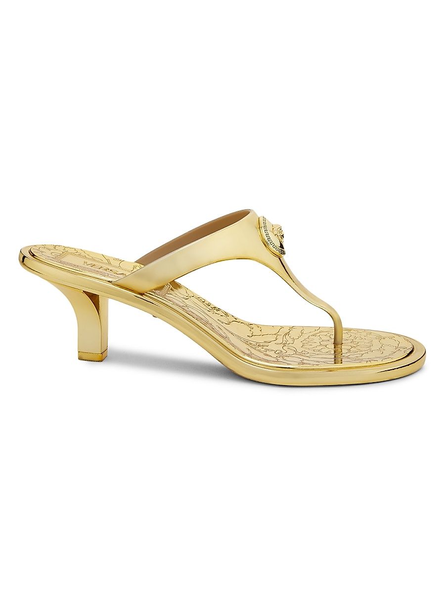 Women's 55MM Medusa Metallic Sandals - Gold Versace Gold - Size 6
