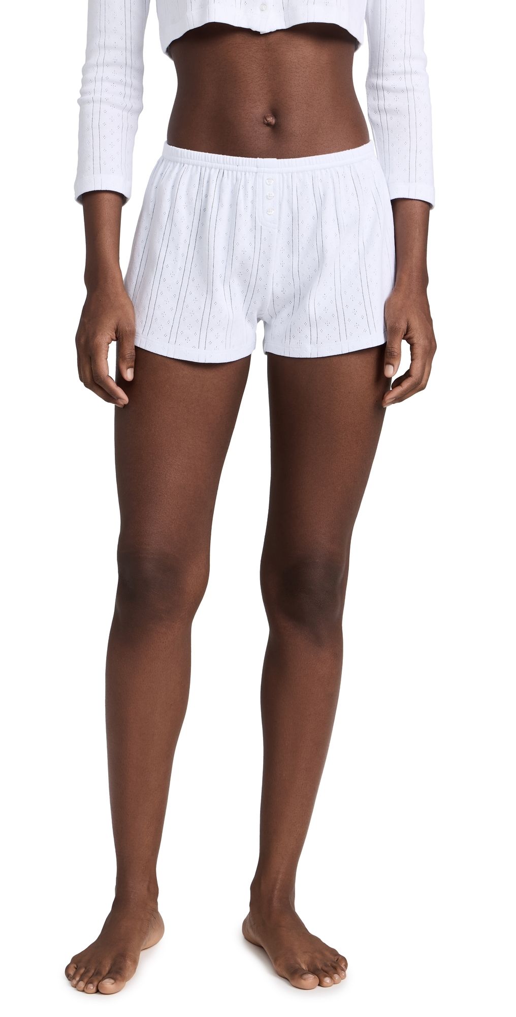 COUCOU The Shorts: Pointelle White XL