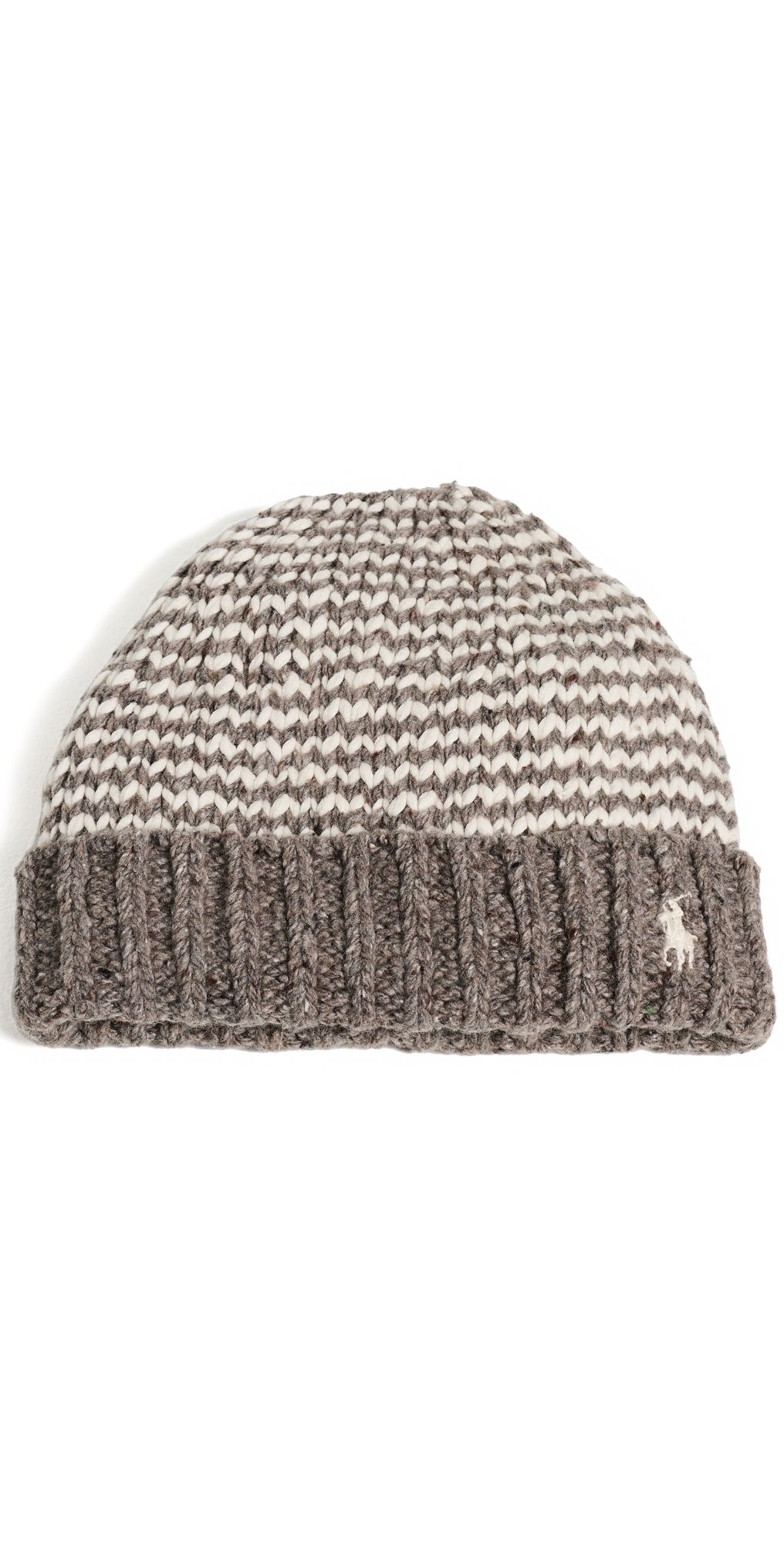 Polo Ralph Lauren Mariner Stripe Beanie Stone Grey/Cream One Size