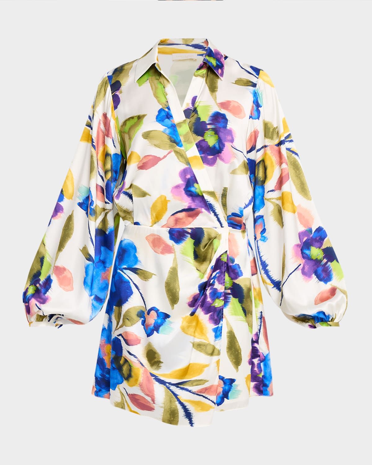 Carolyn Floral Satin Mini Shirtdress