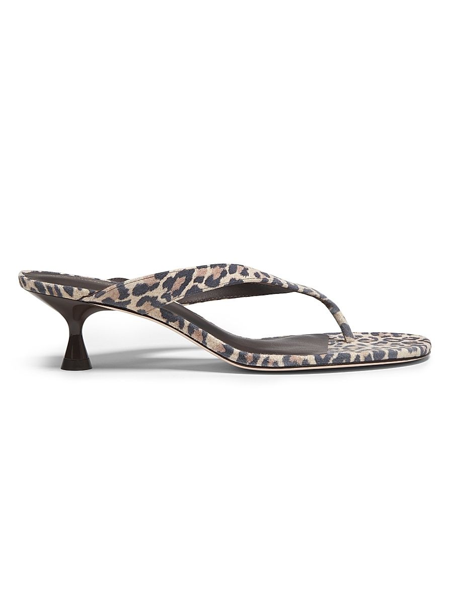 Women's Sophie 50MM Leopard-Print Suede Sandals - Leopard - Size 10.5