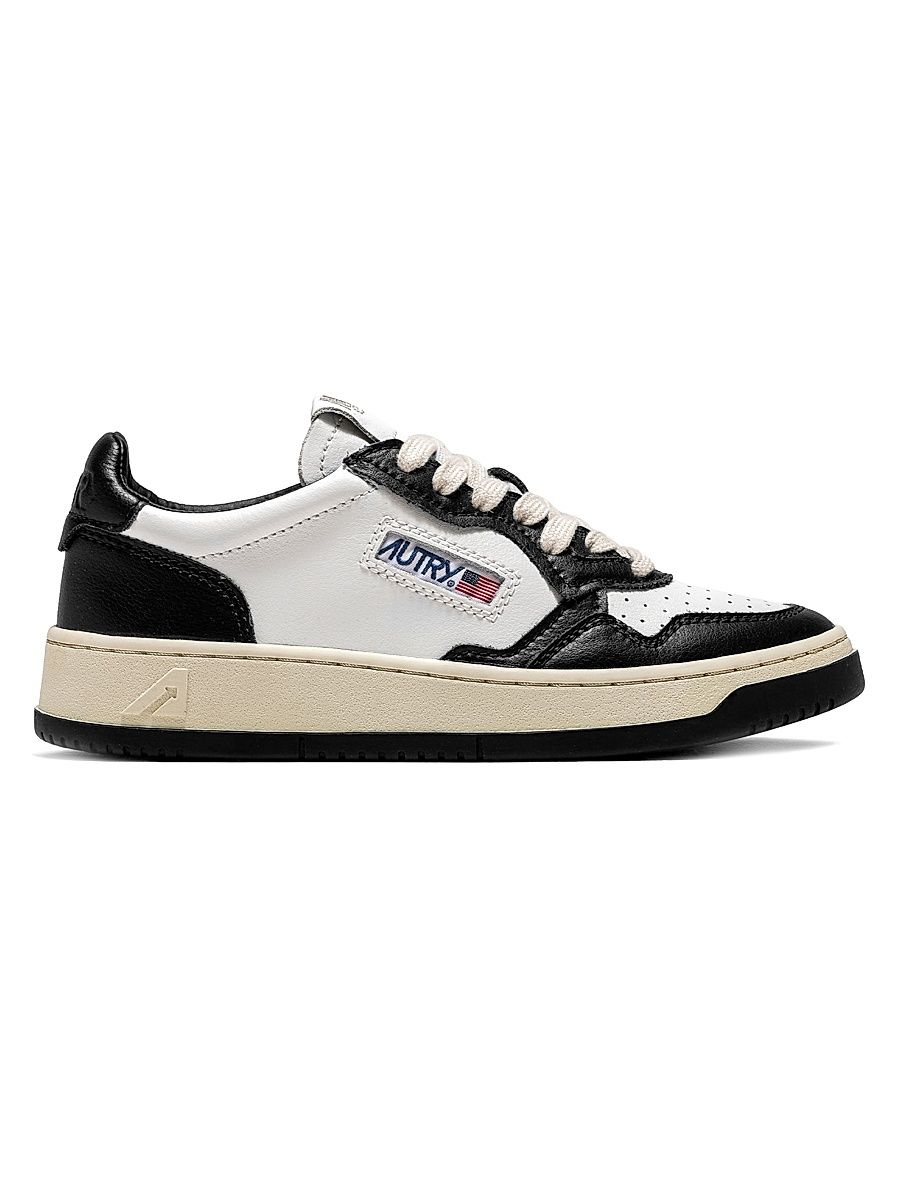 Women's Medalist Leather Low-Top Sneakers - White Black - Size 12