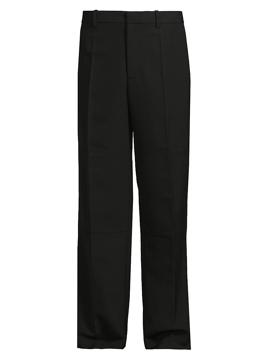 Men's Carpenter Wool Wide-Leg Trousers - Black - Size 33