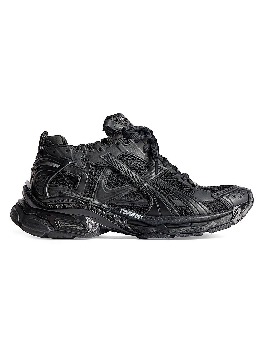 Men's Runner Sneakers - Black - Size 6