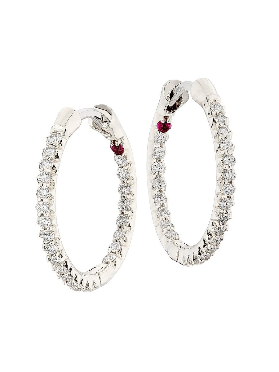 Women's Tiny Treasures 18K Gold & 0.40 TCW Diamond Hoop Earrings - White Gold
