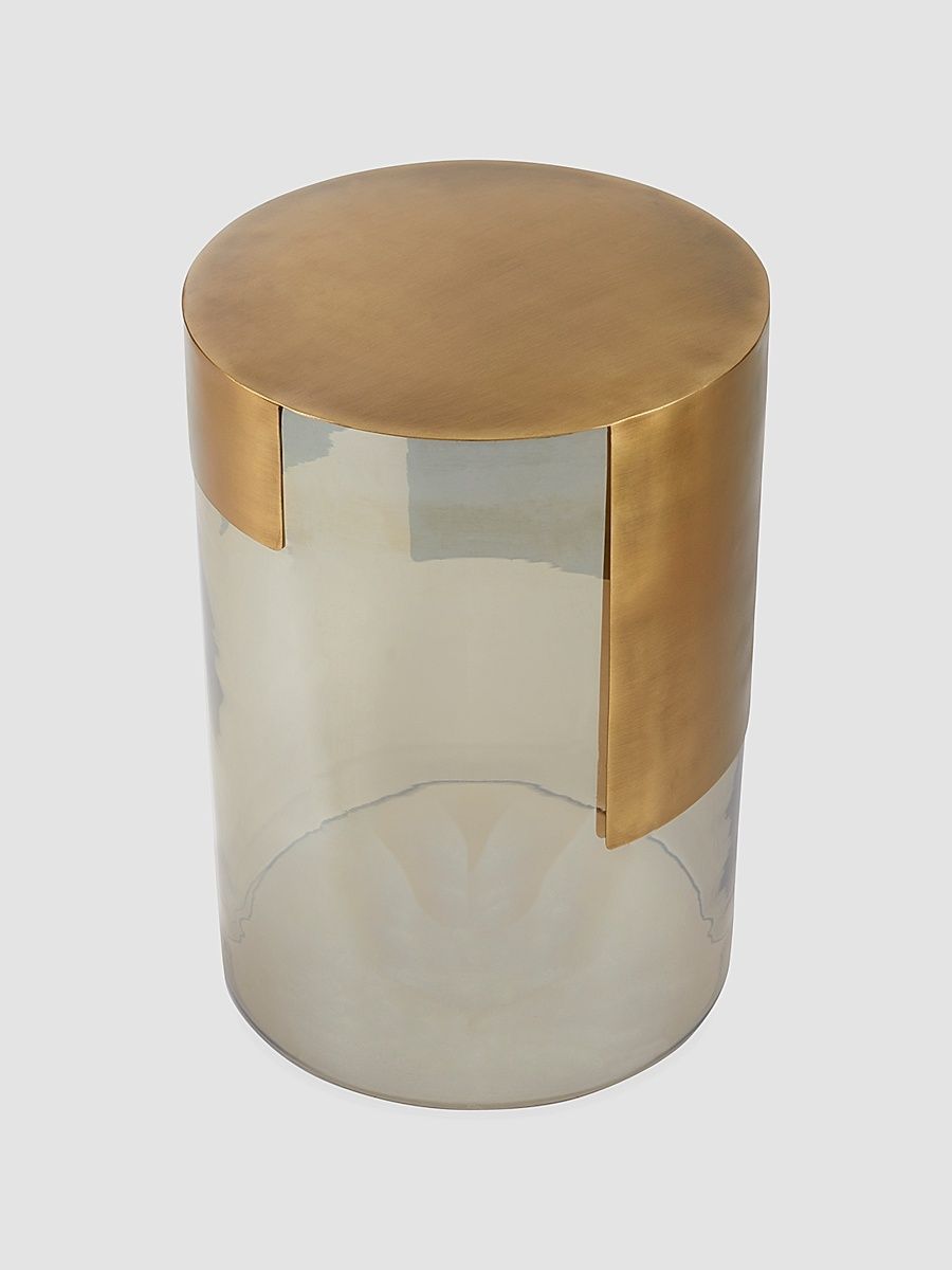 Jesse Glass & Metal Cylindrical Accent Table - Gray