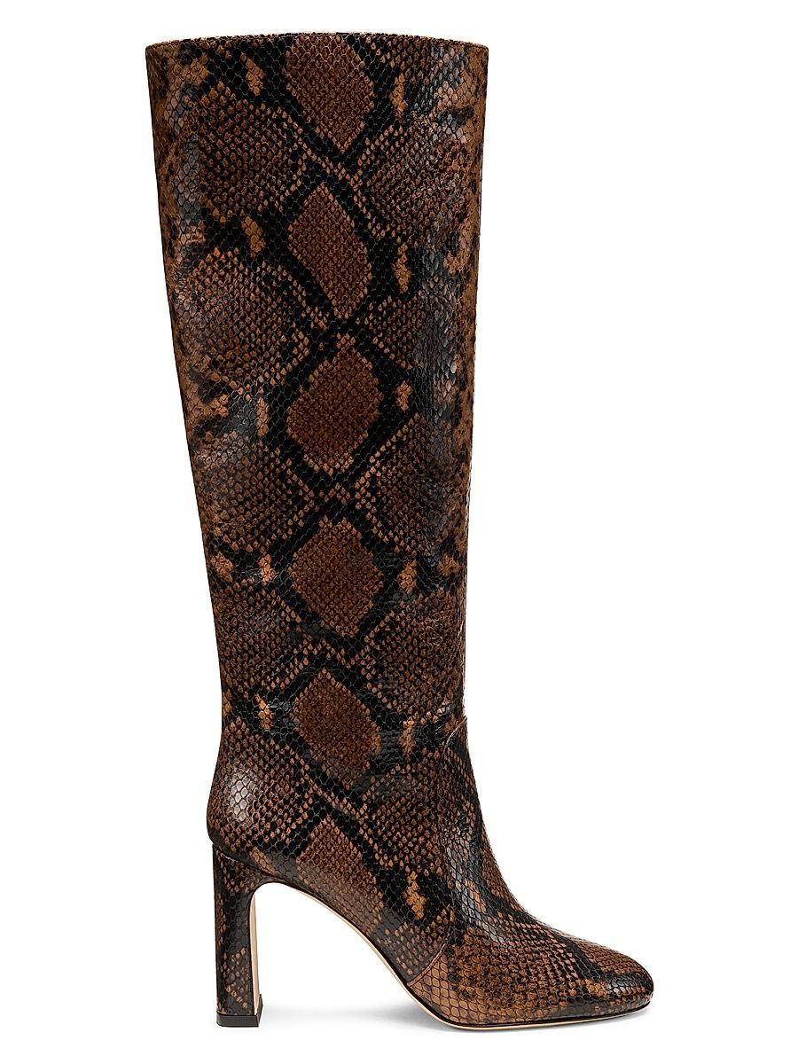 Women's Babette 85MM Snake-Embossed Leather Tubo Boots - Espresso - Size 5.5