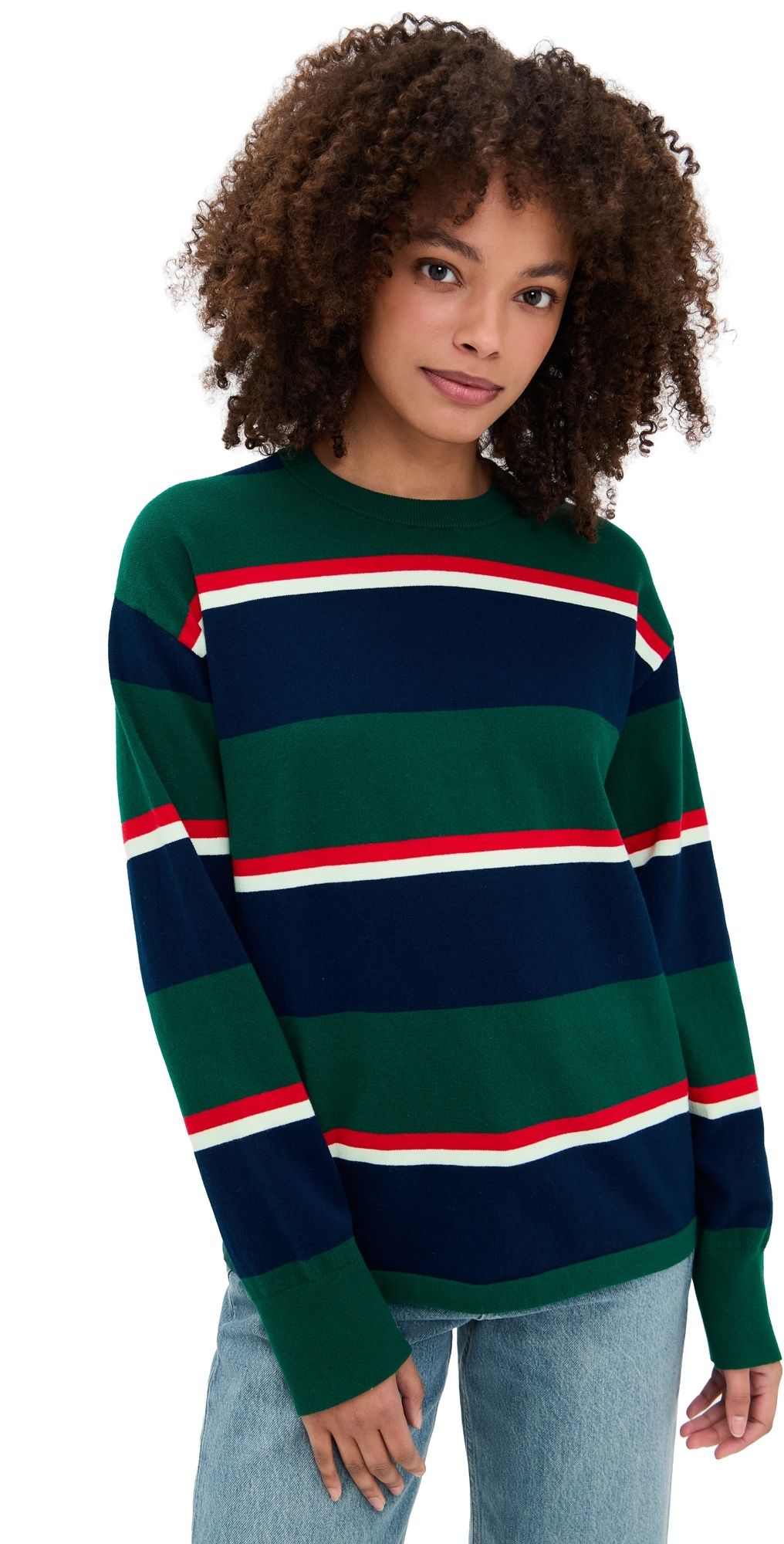 State & Lake Nia Rugby Sweater Burgundy/Blue M