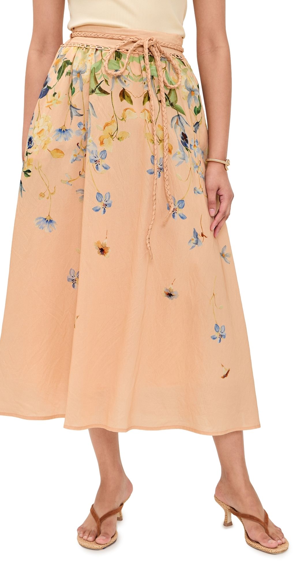 En Saison Carrera Midi Skirt Blush Blue Yellow M