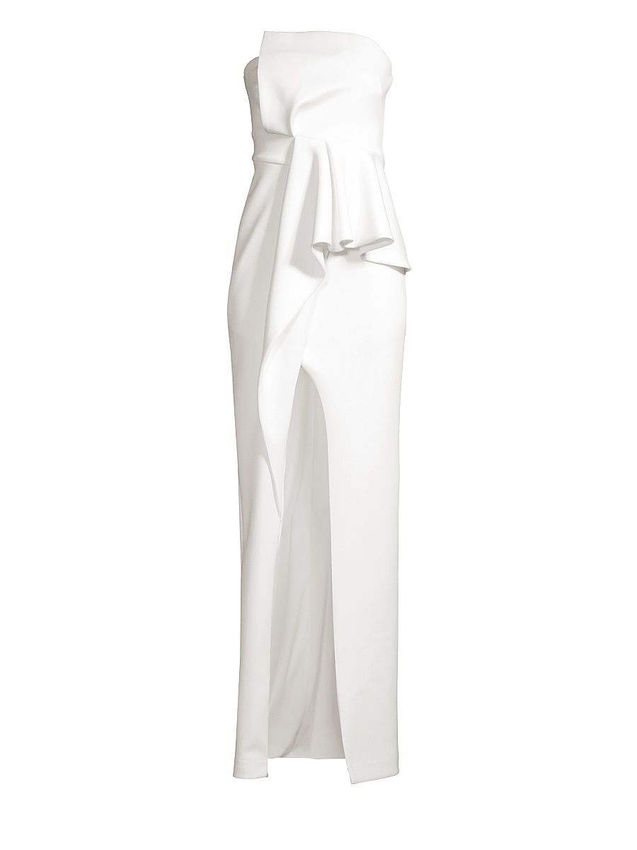 Black Halo Women's Jonas Asymmetrical Draped Gown - Whip Cream - Size 8