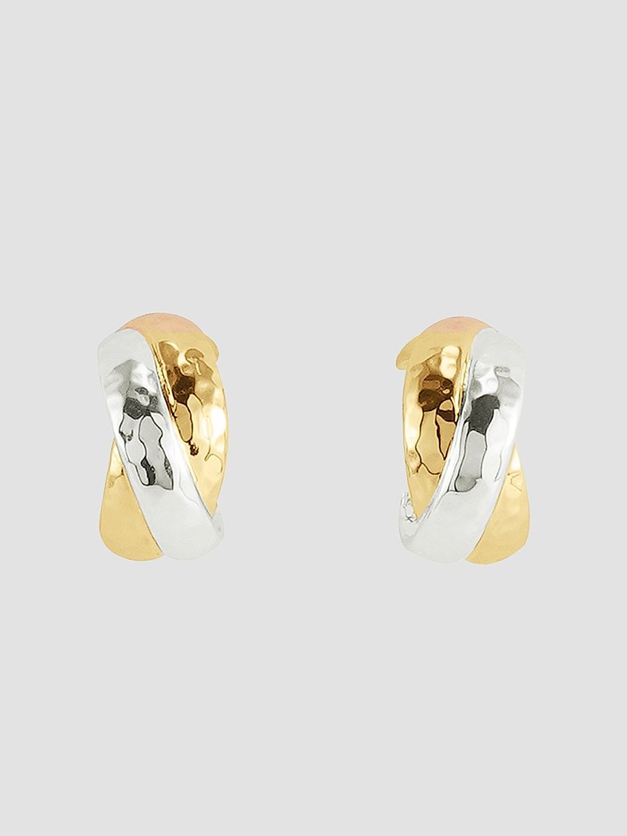 Women's Farrier Two-Tone Interlocked Huggie Earrings - Gold