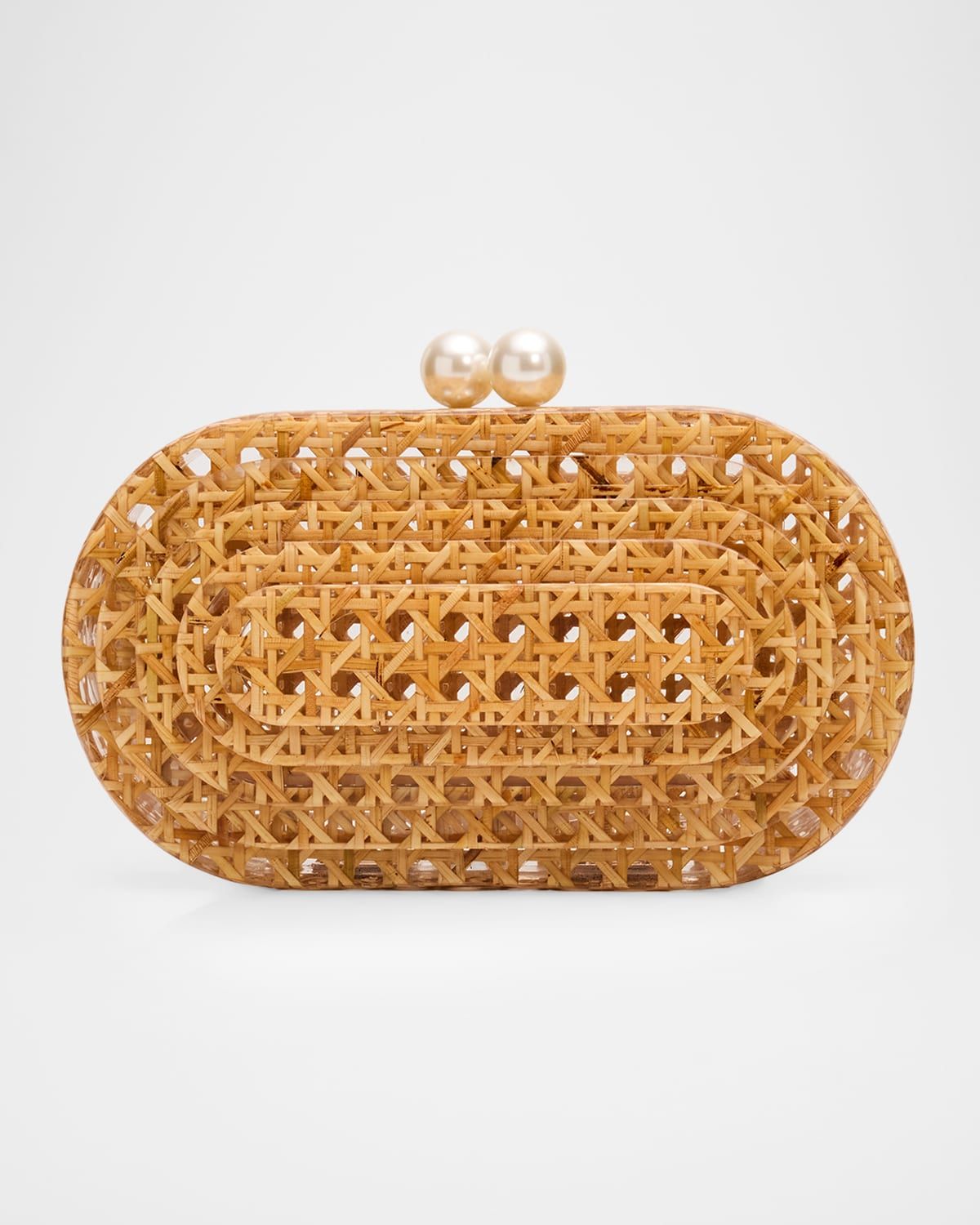 Caillou Acrylic Cane Webbing Clutch Bag