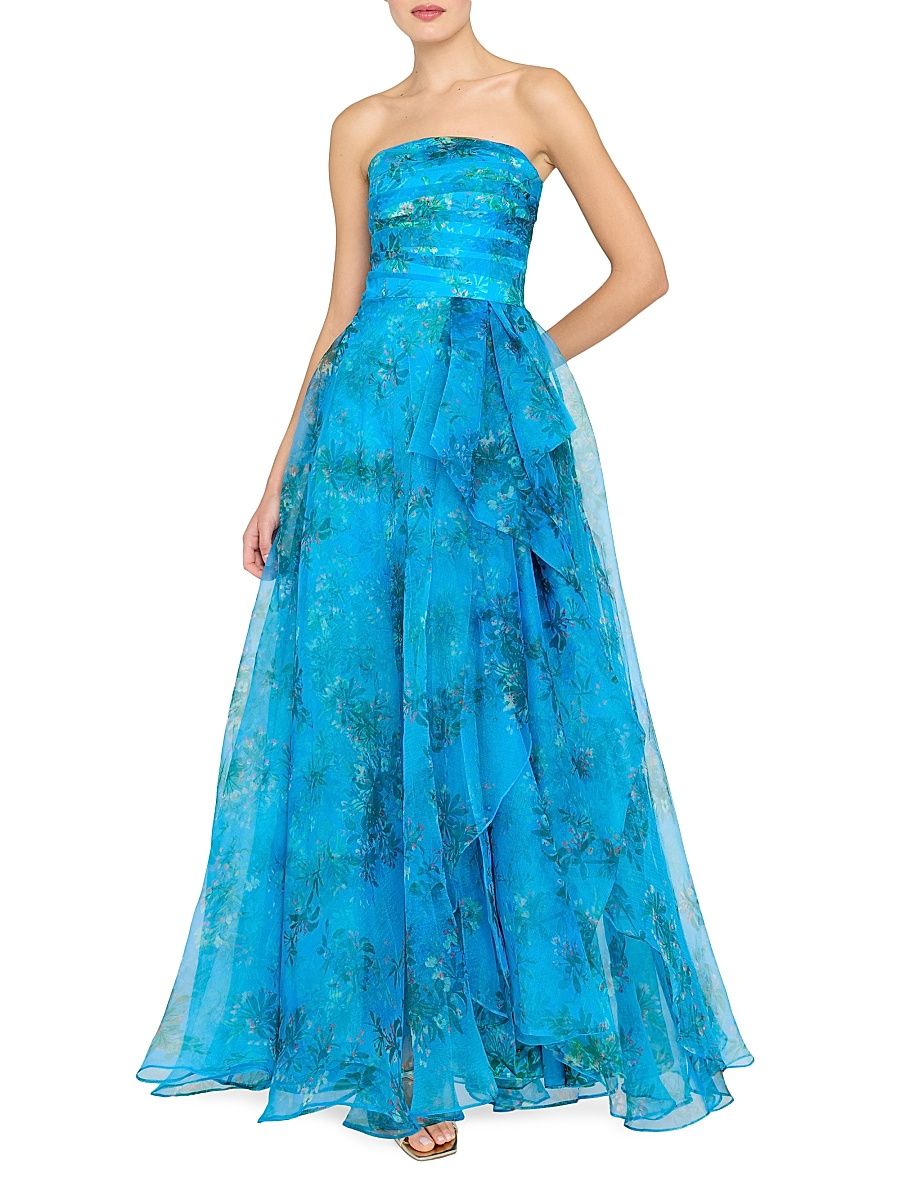 Women's Anaclara Floral Organza A-Line Gown - High Noon Blossoms - Size 6