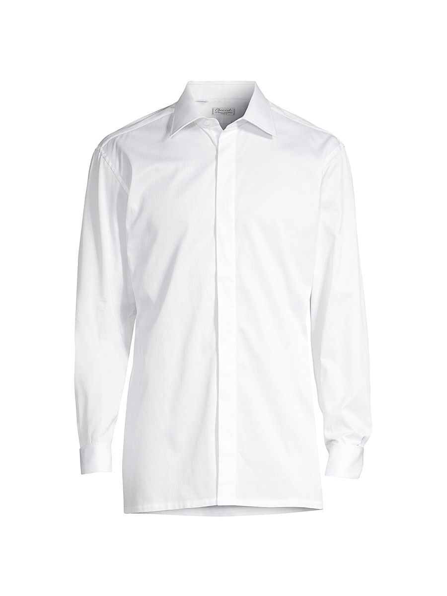 Men's Hidden Placket Formal Shirt - White - Size 15