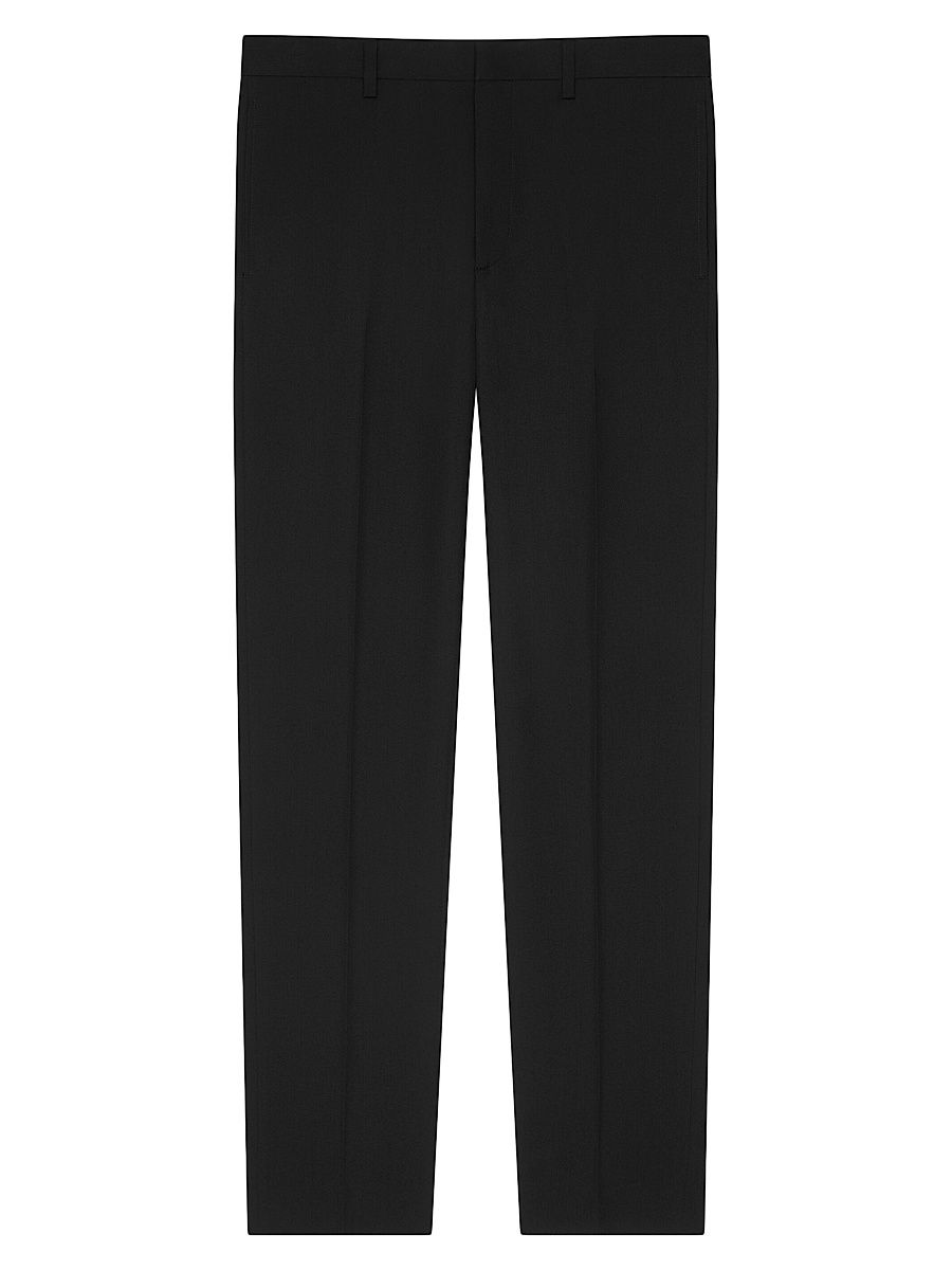 Men's Fitted Leg Tailored Trousers in Wool - Black - Size 30