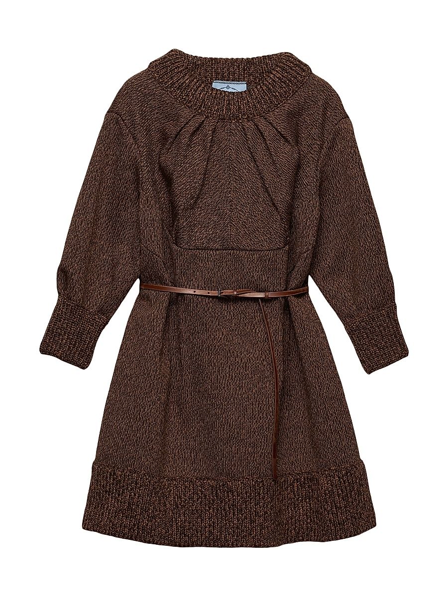 Women's Mouliné Wool Mini Dress - Brown - Size 8