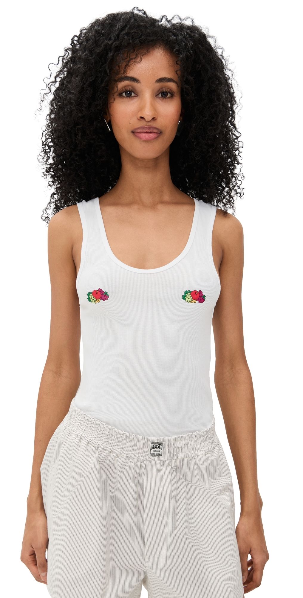 HOMMEGIRLS Homme Girls X Fruit of The Loom Classic Tank with Double Logo White w/ Fruit Clusters M