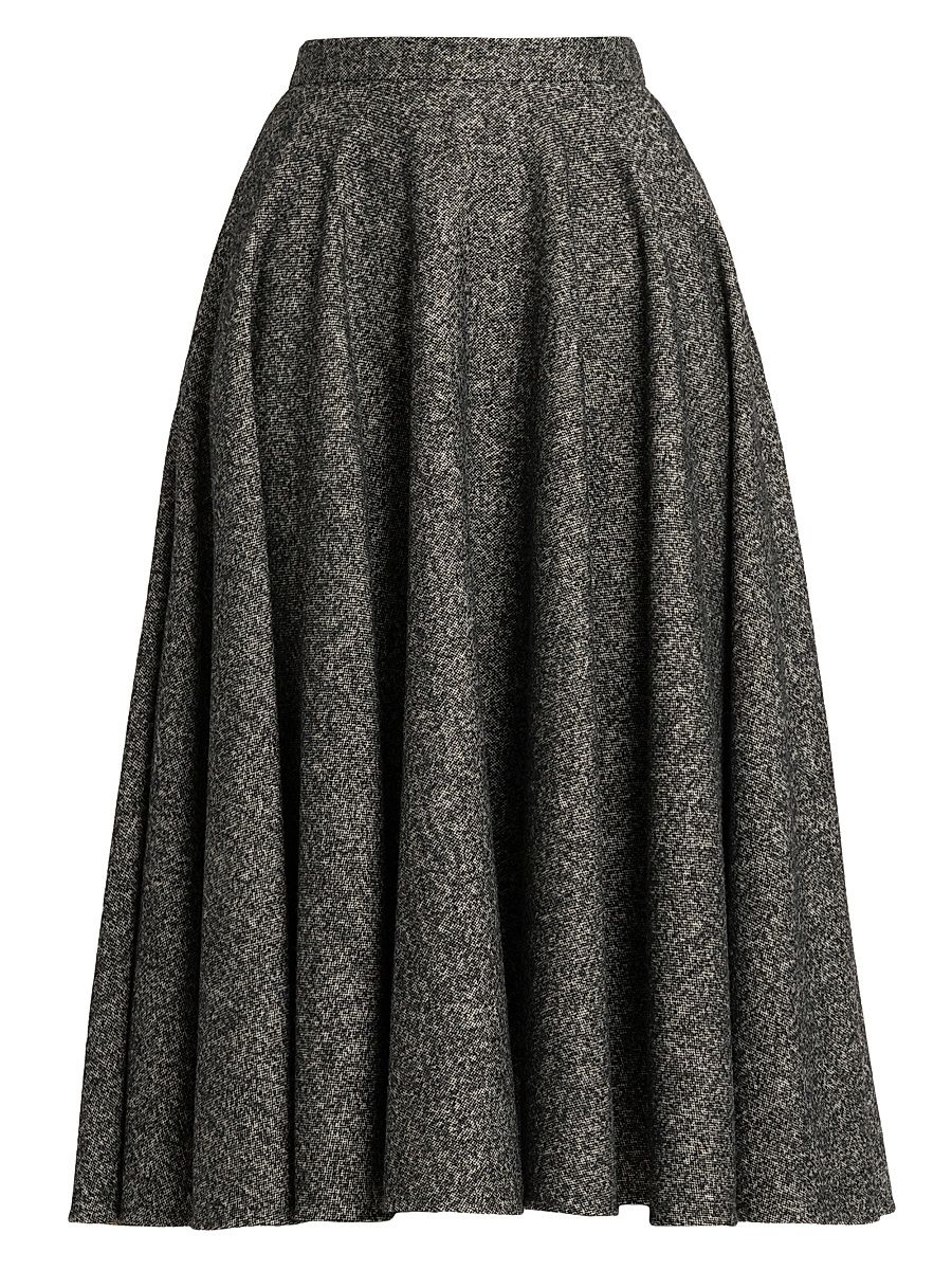 Women's Italian Tailoring Pleated Wool-Blend Midi-Skirt - Fantasia - Size 8
