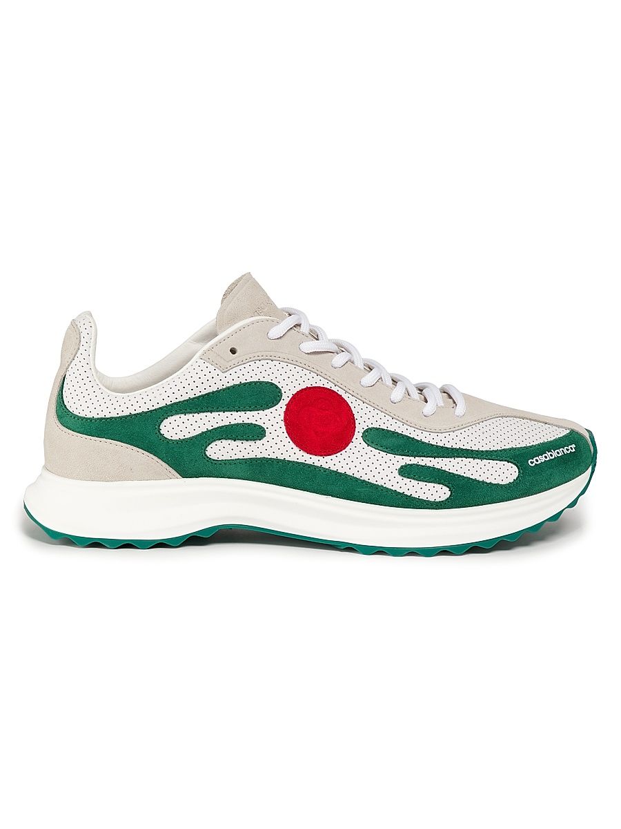 Men's Stade Logo Low-Top Sneakers - Green White - Size 10