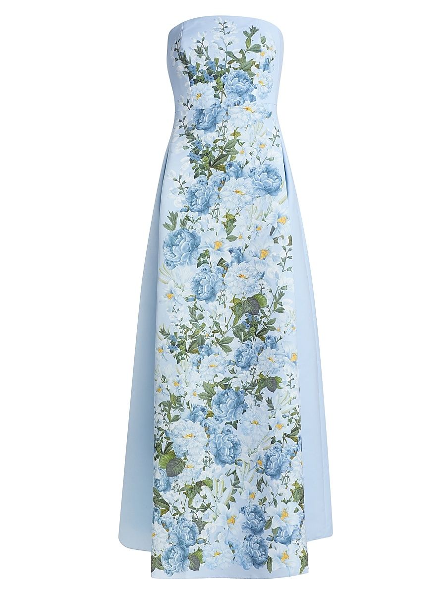 Women's Etienne Floral Mikado Gown - Sky Blue Cascade - Size 8