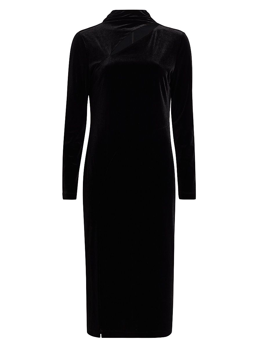 Women's The Veronica Cut Out Midi Velvet Dress - Noir - Size XL