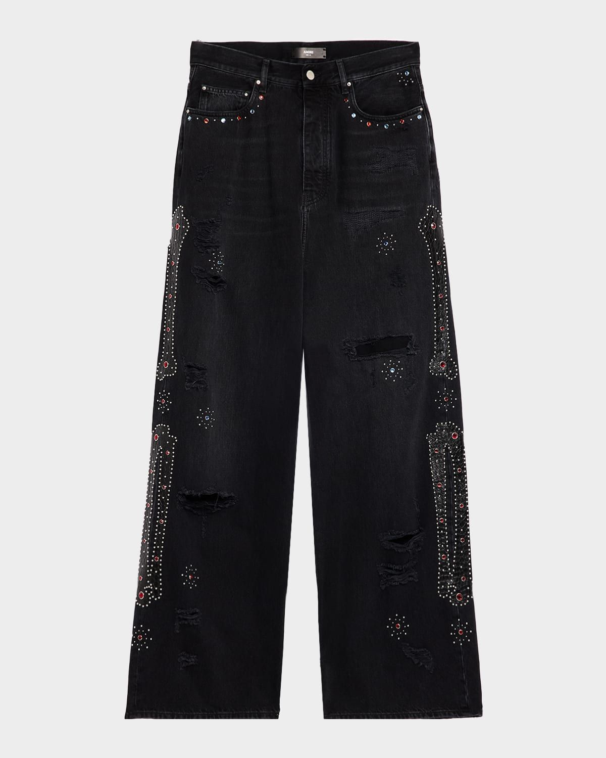 Men & apos;s Bones Studded Baggy Jeans