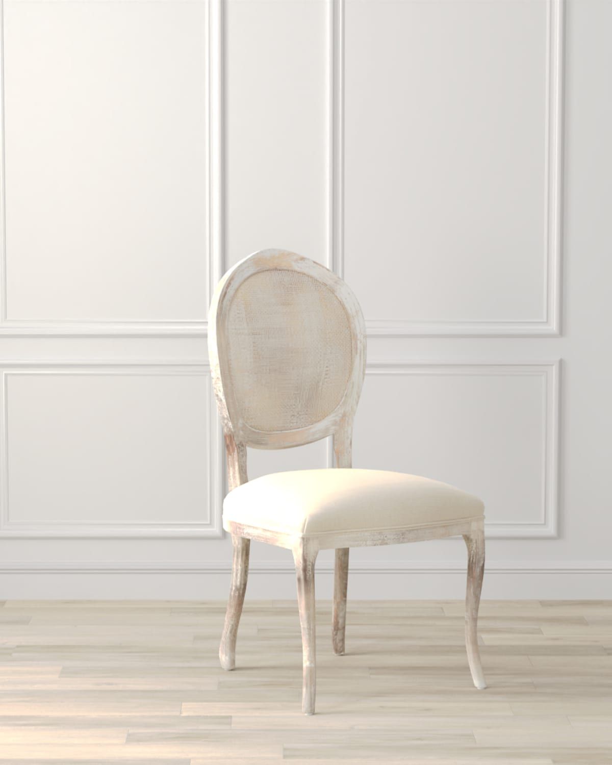 Oval Cane Dining Side Chairs, Set of 2